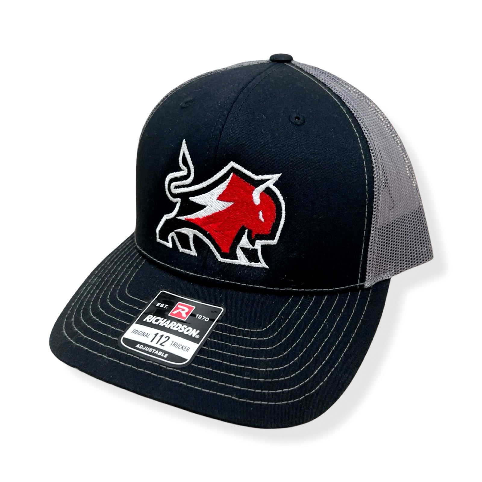 Buffalo Boards Hat - 112 Original Trucker Snap Back - Red Buffalo HAT Buffalo Boards Black / Charcoal Mesh 