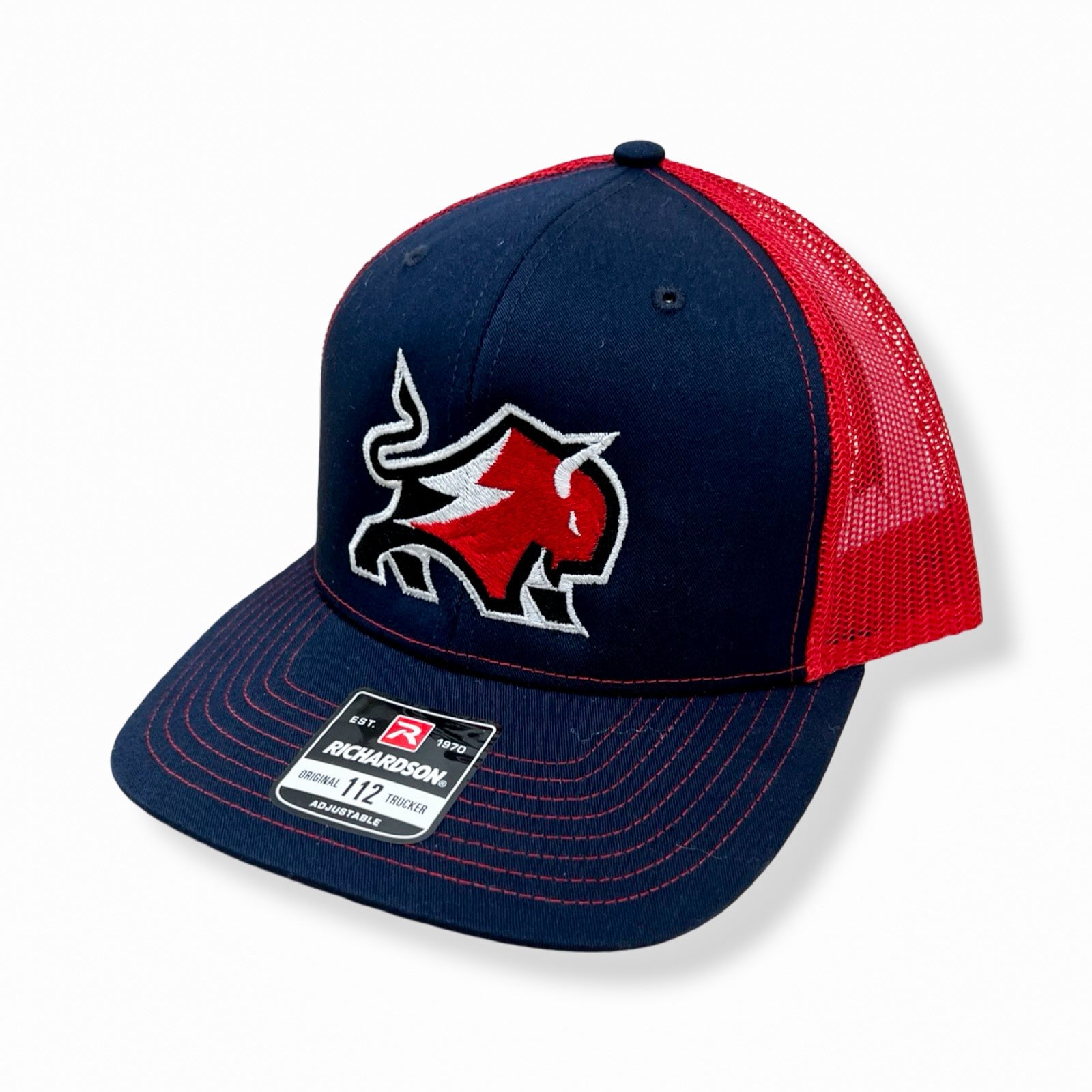 Buffalo Boards Hat - 112 Original Trucker Snap Back - Red Buffalo HAT Buffalo Boards Navy / Navy Bill / Red Mesh 