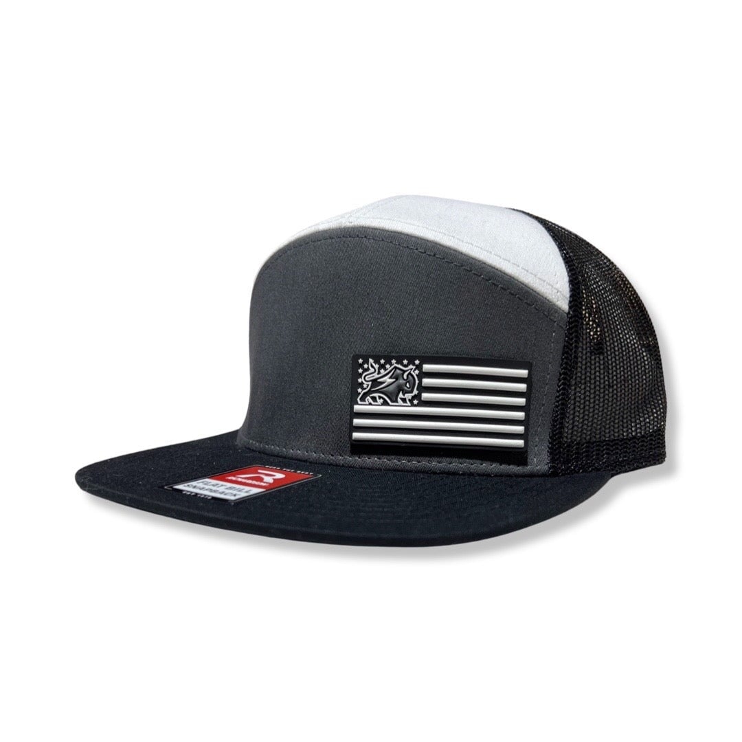 Buffalo Black 168 7 Panel Trucker Hat HAT Buffalo Boards 